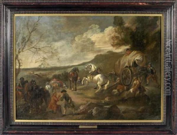 Uberfall Auf Einen Kaufmannstross Oil Painting - Pieter van Bloemen