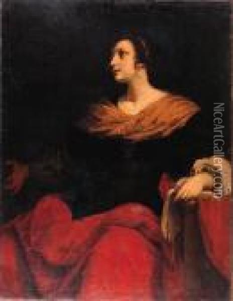 A Female Saint Oil Painting - Jacopo Vignali