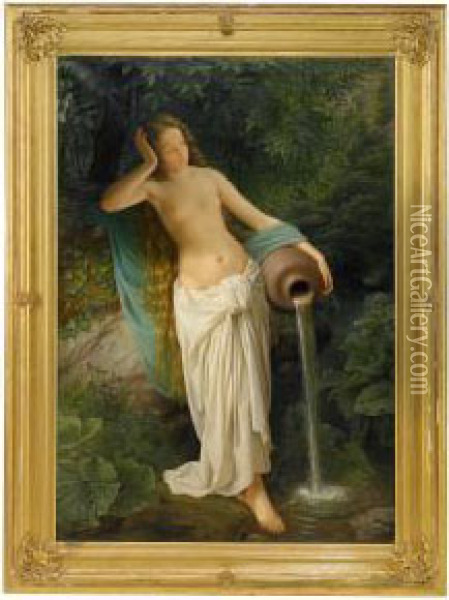 Die Nymphe Der Dussel Oil Painting - Edouard Steinbruck