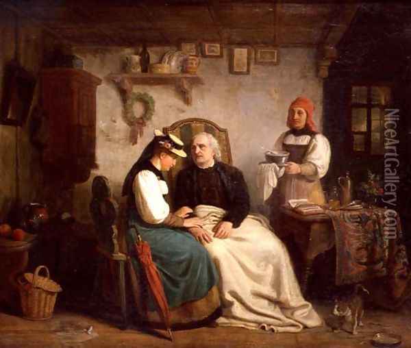 The Elderly Invalid Oil Painting - Heinrich von Rustige