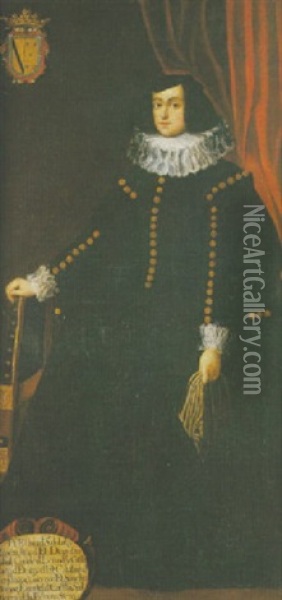 Portrait De Dona Elivira De Sandobal Y Roxas Oil Painting - Juan Carreno De Miranda