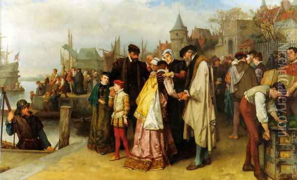 Emigration of the Huguenots - 1566 Oil Painting - Jan Antoon Neuhuys