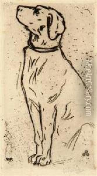 A Dog Oil Painting - Vojtech Adalbert Preissig