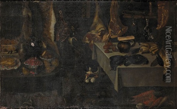Interieur De Cuisine Oil Painting - Alessandro de Loarte