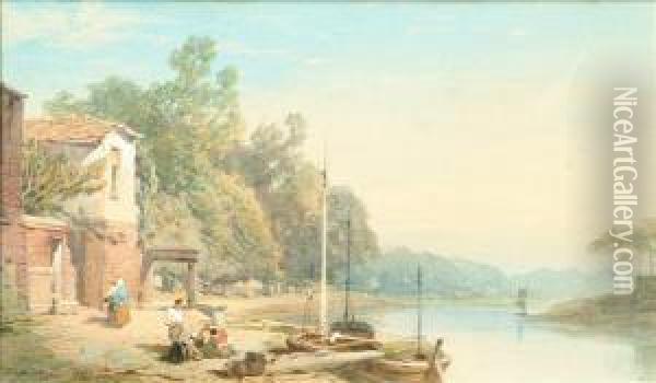 Riverscene Oil Painting - Thomas Miles Richardson