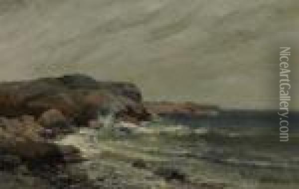 Waves On The Sea Coast Oil Painting - Mauritz F. H. de Haas