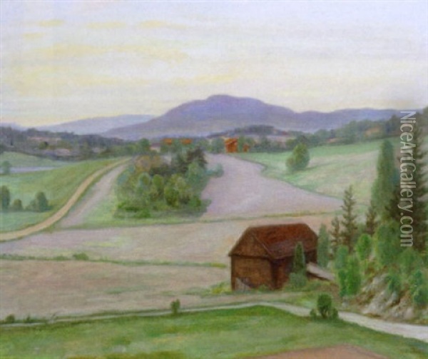 Udsigt Over Norsk Landskab Oil Painting - Hans Dahl