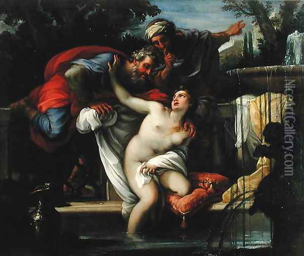 Susanna and The Elders Oil Painting - Giuseppe Chiari