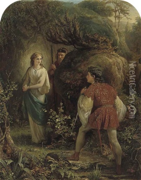 Prospero And Miranda Meeting Ferdinand Oil Painting - Alfred Fowler Patten