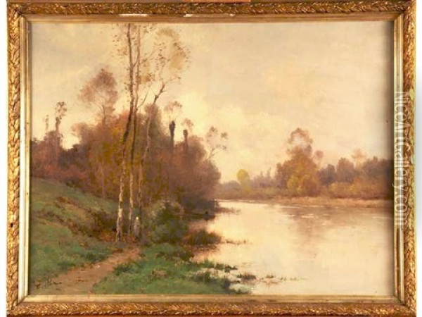 Paysage A L'etang Oil Painting - Charles H. Clair