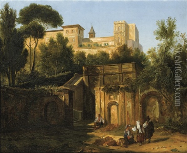Vue De La Villa D'este Oil Painting - Jean Charles Joseph Remond