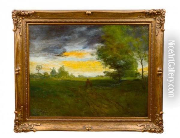 Landscape With Figure On A Path Oil Painting - Franklin DeHaven