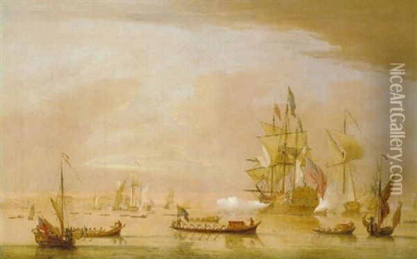 The Arrival Of George Ii Off Margate Aboard The Royal Yacht 