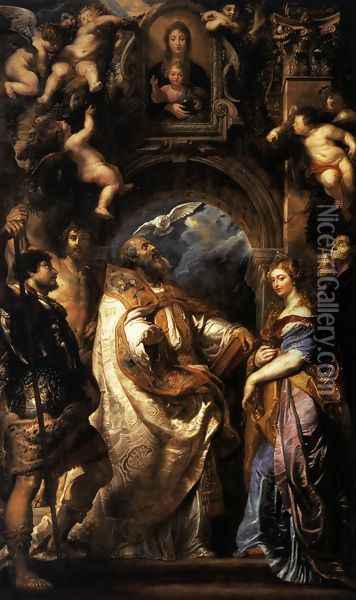 The Ecstasy of St Gregory the Great 1608 Oil Painting - Peter Paul Rubens