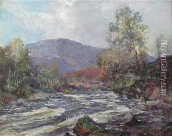 A Highland Stream Oil Painting - Archibald Kay