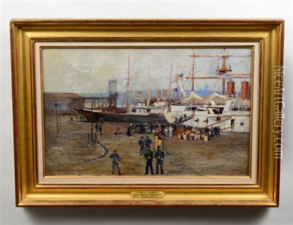 Brooklyn Navy Yard Oil Painting - Carlton Theodore Chapman