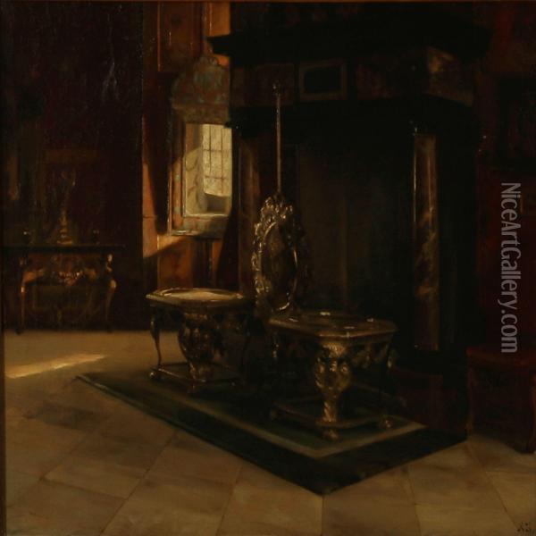 Interior From Rosenborg Castle, The King'sapartment Oil Painting - Karl Jensen