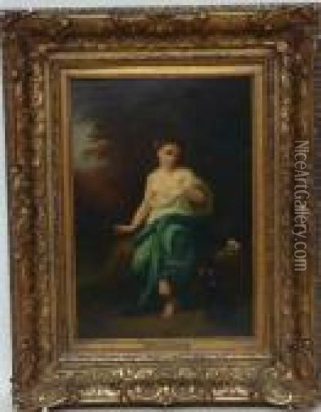  Jeune Fille En Foret De Fontainebleau Avec Son Chien  Oil Painting - Narcisse-Virgile D Az De La Pena