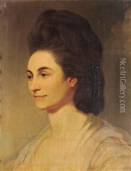 Portrait Of Dame Jane Pigott, Wife Of Sir Arthur Pigott Kt, (mp For Arundel, Sussex), Head And Shoulders Oil Painting - John Hamilton Mortimer