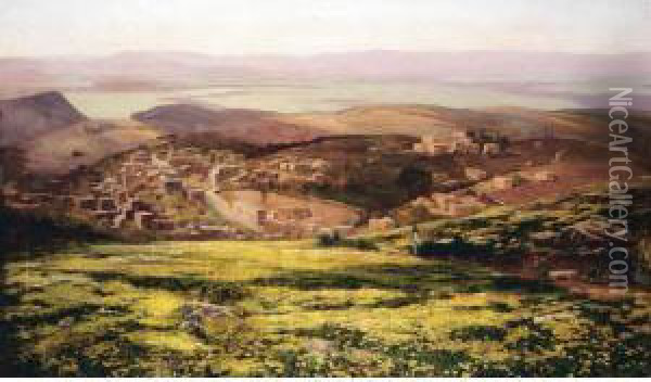 View Of A Town In The Middle East Oil Painting - Stanley Inchbold