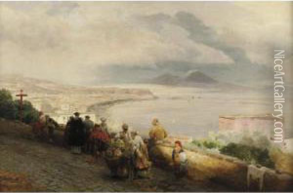 Neapolitan Idyll Oil Painting - Oswald Achenbach