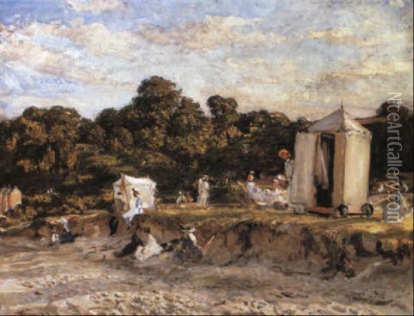 The Bathing Huts Oil Painting - Walter Westley (Sir) Russell