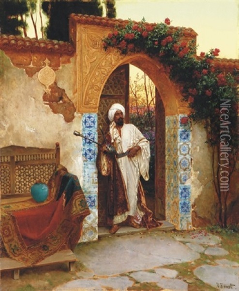 By The Entrance Oil Painting - Rudolf Ernst