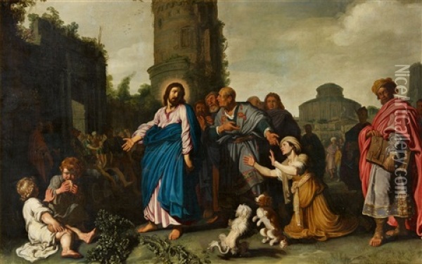 Christ And The Canaanite Woman Oil Painting - Pieter Lastman