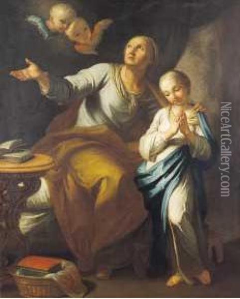 L'educazione Della Vergine Oil Painting - Pietro Antonio Rotari