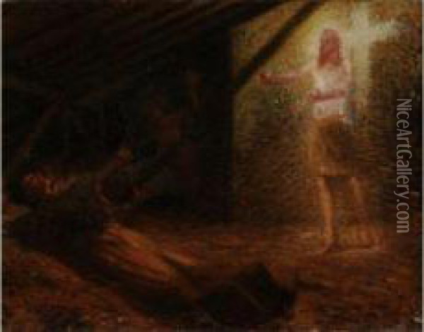 La Resurrection De Lazare, Circa 1900 Oil Painting - Emilio Boggio
