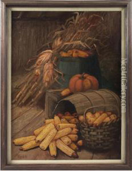 Still Life With Corn Oil Painting - Alfred Montgomery