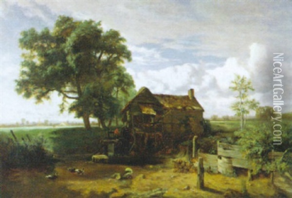 Landschap Met Watermolen Oil Painting - Joseph Charles Francois