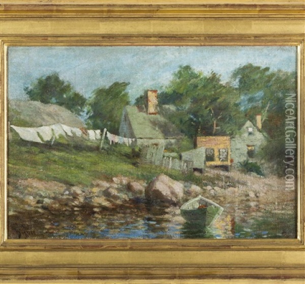 Wash Day At Little Harbor, Marblehead Oil Painting - William Johnson Bixbee