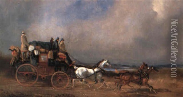 The Dover To London Royal Mail On The Open Road Oil Painting - Charles Cooper Henderson