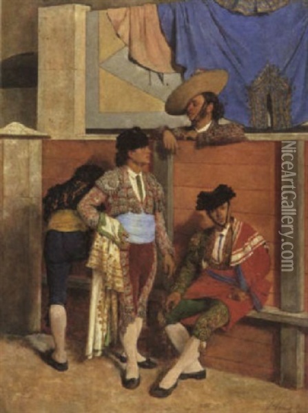 Before The Bullfight Oil Painting - Joaquin Agrasot y Juan