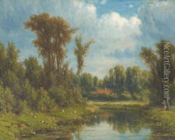 Der
 - Kanallandschaft Oil Painting - Jacob Jan van der Maaten