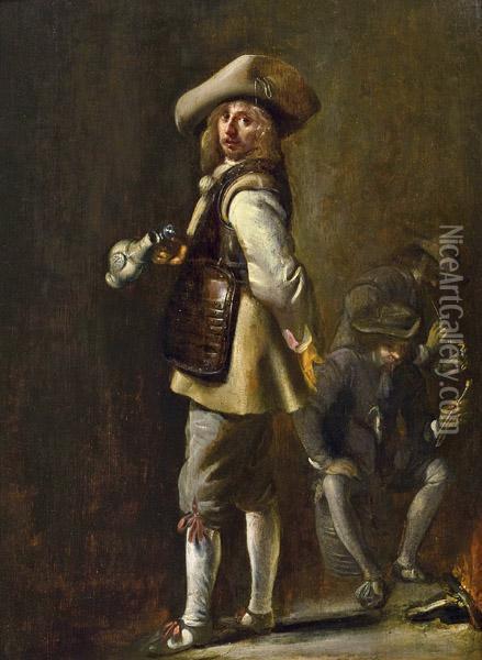 Offizier In Einem Wachlokal Oil Painting - Willem Cornelisz. Duyster