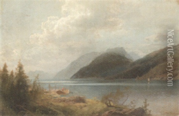 Sagne Fjord Oil Painting - Hermann Herzog