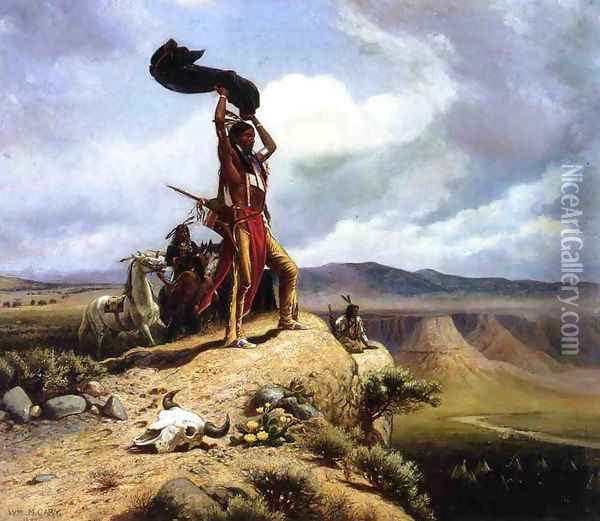 The Buffalo Signal Oil Painting - William de la Montagne Cary