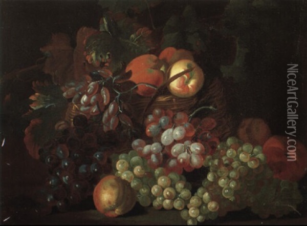 Stilleben Mit Trauben Und Pfirsichen Oil Painting - Abraham Brueghel
