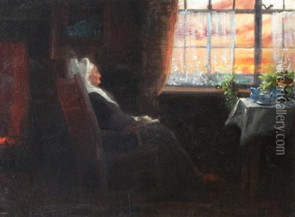 Woman Resting By A Window Oil Painting - Albert Curtis Williamson