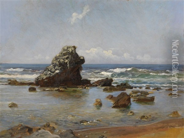 Bay In Livorno Oil Painting - Nikolai Nikolaevich Ge