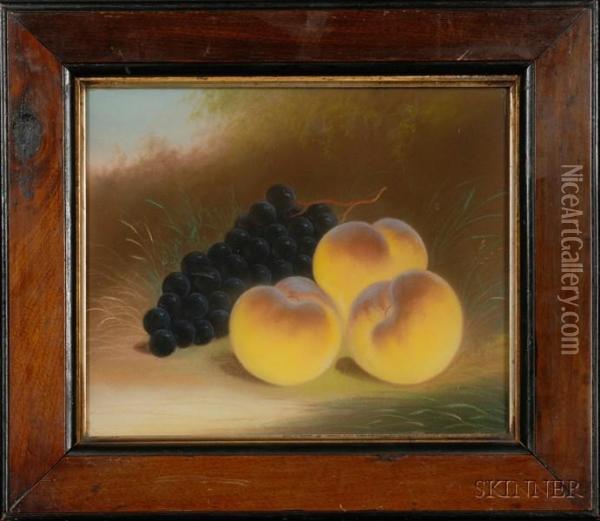 Still Life With Peaches And Grapes Oil Painting - John Bower