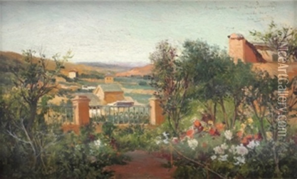 Vista Desde El Jardin Oil Painting - Jose Lupianez y Carrasco