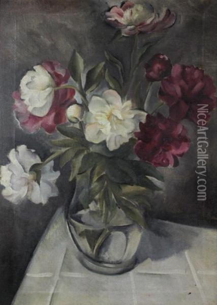 Still Life With Peonies Oil Painting - William Alfred Gibson
