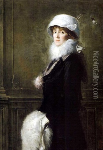 Portrait Of Mrs. H. Bryan Owsley, Philadelphia Oil Painting - Albert Rosenthal