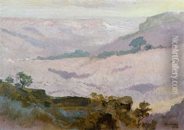 From The Artist's Camp, Blue Mountains Oil Painting - Elioth Gruner