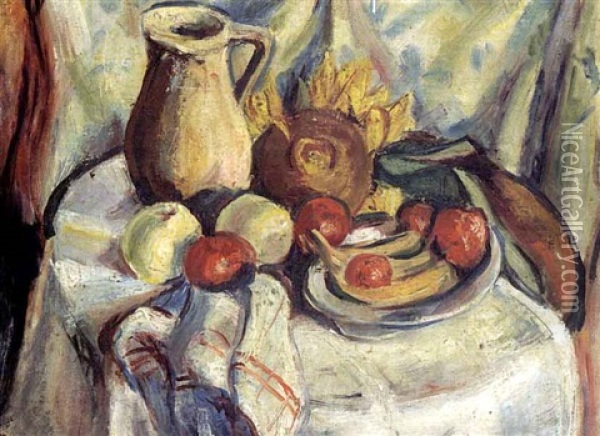 Still Life With Sunflower Oil Painting - Georges (Karpeles) Kars