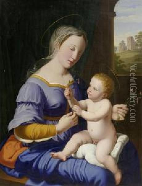 Madonna And Child Oil Painting - Marquard Fidel Dom. Wocher