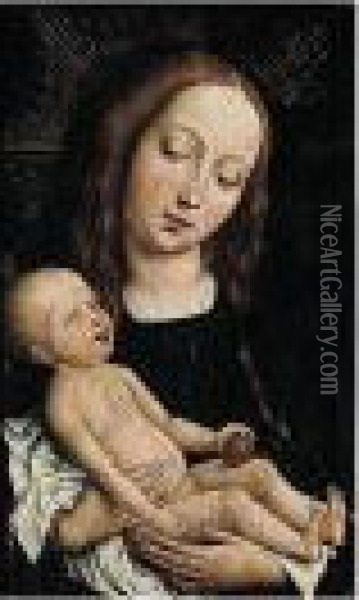 The Virgin And Child With An Apple Oil Painting - Master Of The Legend Of The Magdalene
